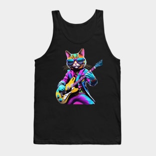 A Cat Who Is The Essence Of A Cool And Funky Guitarist Tank Top